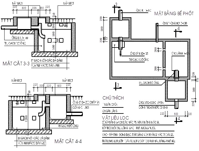 sơ đồ mặt cắt chống thấm nhà vệ sinh tại quận Ba Đình